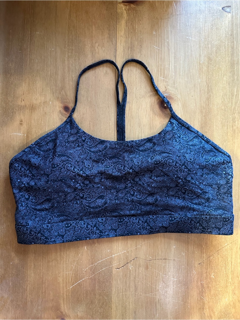 ZYIA Black Paisley T-Back Sports Bra